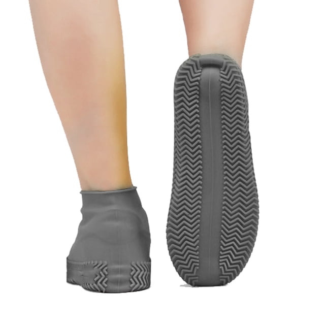 1 par de cubiertas impermeables de silicona para zapatos, cubiertas reutilizables para zapatos impermeables para exteriores, para hombres y mujeres, gris L 29cm para tallas 40-44