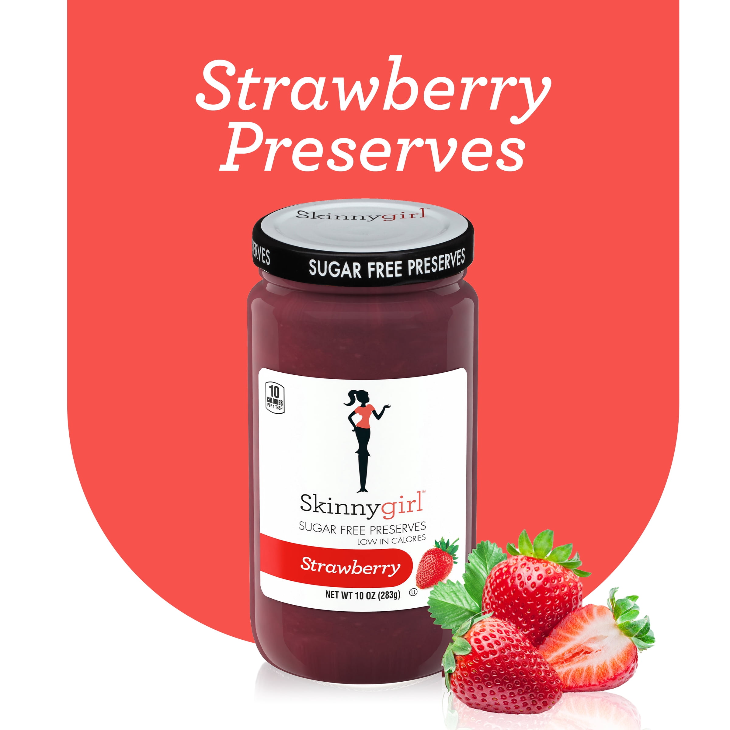 (2 pack) Skinnygirl Sugar Free Strawberry Preserves, Kosher, 10 oz