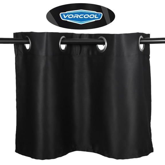 EXHUMKY Short Curtains Valance Black Polyester for Kitchen Homeowners 1Set