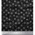 thumbnail image 1 of Soimoi Black polyester Crepe Fabric Snow Flakes & Star Decor Fabric Printed Yard 42 Inch Wide, 1 of 3