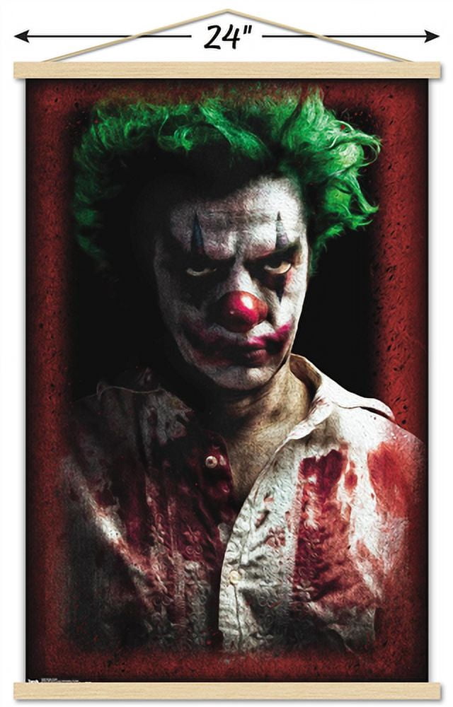 Psycho Clown Wall Poster with Magnetic Frame, 22.375" x 34"