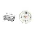 thumbnail image 1 of Cesta organizadora de pared de metal flotante y reloj de pared moderno y silencioso para cocina, baño, sala de estar, oficina, estudio, decoración del, 1 of 8