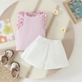 thumbnail image 4 of Girls Baby Items Headband Set Summer Toddler Girls Sleeveless Ruffles Vest T Shirt Tops Floral Shorts Outfits, 4 of 6