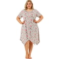 thumbnail image 3 of Camisón floral de talgrande pamujer pijalindo vestido irregular padormir gris 1X, 3 of 7