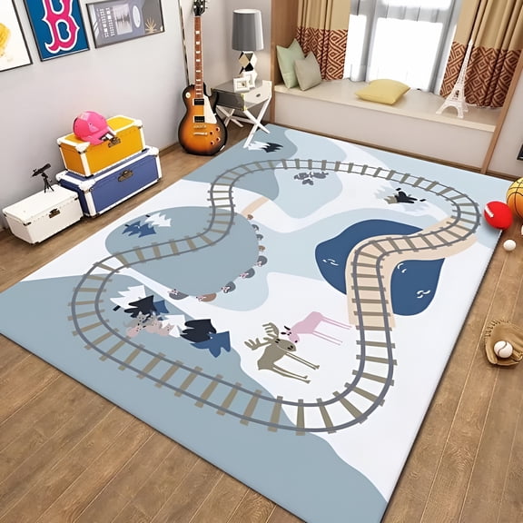 BESTSKY Large Size Kids Play Rug Mat Playmat with Non-Slip Design,City Map Traffic Game Traffic Educational Area Rug for Children Kids Bedroom Playroom