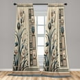 thumbnail image 4 of Ambesonne Floral Curtains 2 Panel Set, Historic Floral Botanical, Pair of - 28" x 95", Slate Blue Beige Tan, 4 of 4