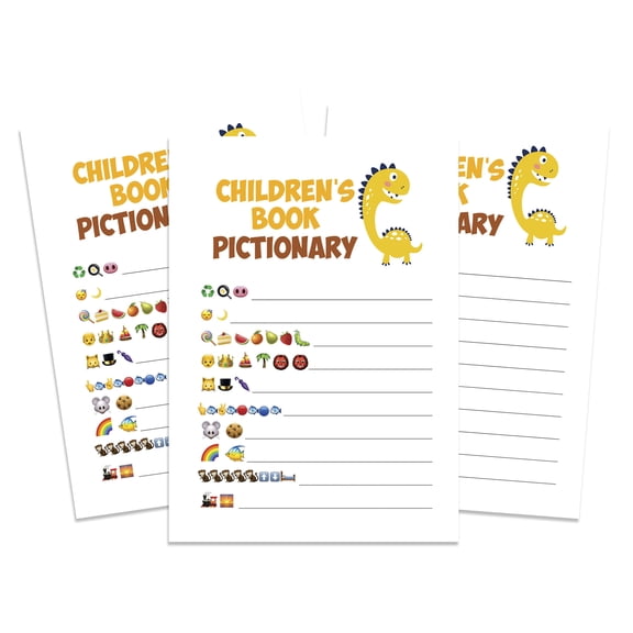 Inkdotpot Pack of 50, Boy Baby Shower Party Collection, Children Books Pictionary Baby Shower Party Games, Activities, Decorations, Dinosaur Party Supplies