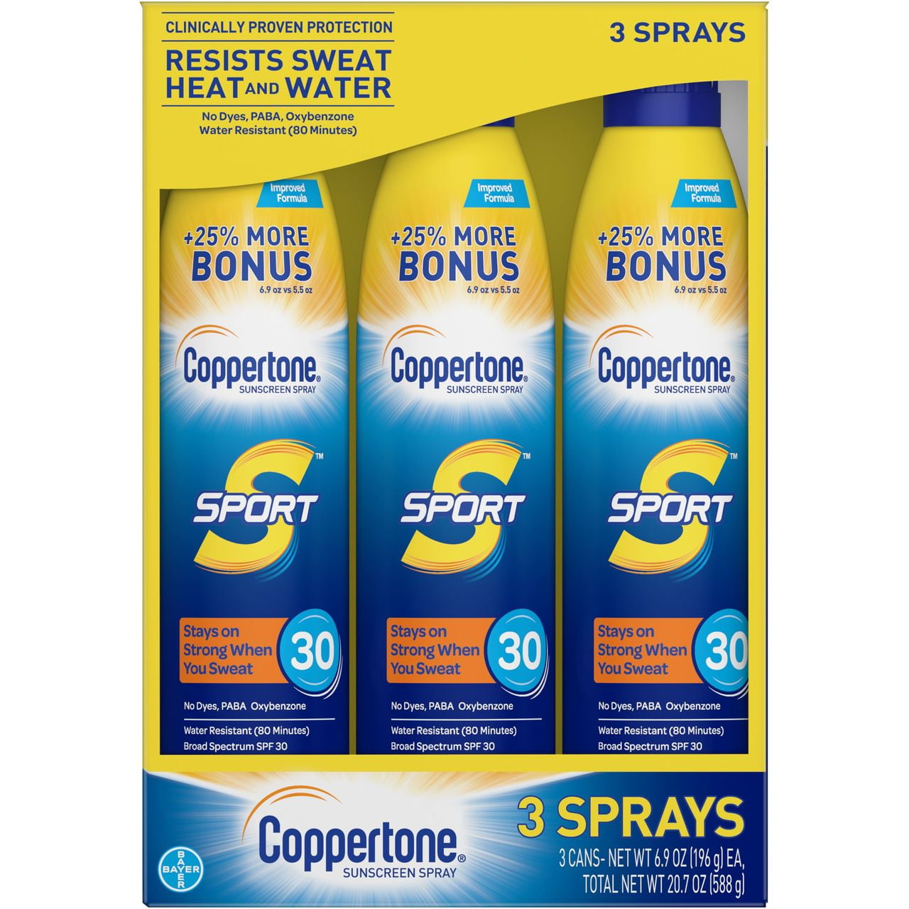 Product of Coppertone Sport BroadSpectrum SPF 30 Sunscreen Spray, 3 pk./6.9 oz.