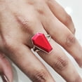 thumbnail image 6 of Aries Coral Coffin Ring, Natural Red Coral Ring, April Birthstone, Unisex Ring, Womens Ring, Coffin Ring, 925 Sterling Silver, Christmas, Handmade, Statement Jewelry, Coffin Shape Gemstone Ring, 6 of 6