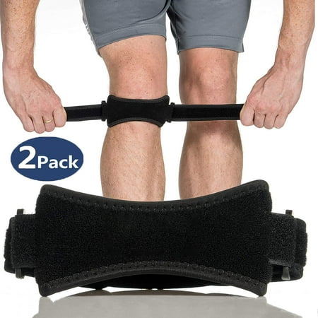 Knee Brace Patella Stabilizer, 2 PACK Patella Knee Strap for Knee Pain Relief - Knee Brace Support for Hiking, Soccer, Basketball, Running, Jumpers Knee, Tennis, Tendonitis, Volleyball & Squats, (Best Knee Brace For Soccer)