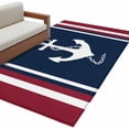 thumbnail image 2 of Navy Blue Red Stripe Runner Rug 2.7x5 FT, Non Slip Entryway Carpet, Coastal Nautical Anchor Farmhouse Washable Soft Floor Carpet Entrance Mat Non-Shedding Throw Rug for Hallway Laundry Room Bedside, 2 of 9