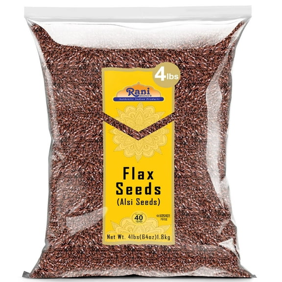 Rani Flax Seeds Whole Raw (Alsi, Linum usitatissimum) 64oz (4lbs) 1.81kg Bulk ~ All Natural | Gluten Friendly | Non-GMO | Kosher | Vegan | Indian Origin