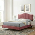 thumbnail image 2 of Tufted Platform Bed Frame, King Size, Velvet, Pink, Modern Contemporary Urban Design, Bedroom Master Guest Suite, 2 of 10