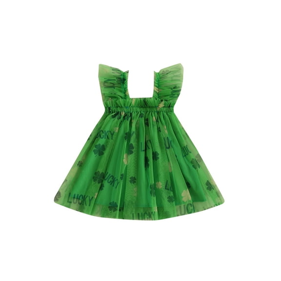 Kids Toddler Baby Girl’s Slip Dress, 6 12 18 24 Months 2T 3T 4T Sleeveless Clover Strawberry Print Summer A-line Dress Tulle Princess Dresses