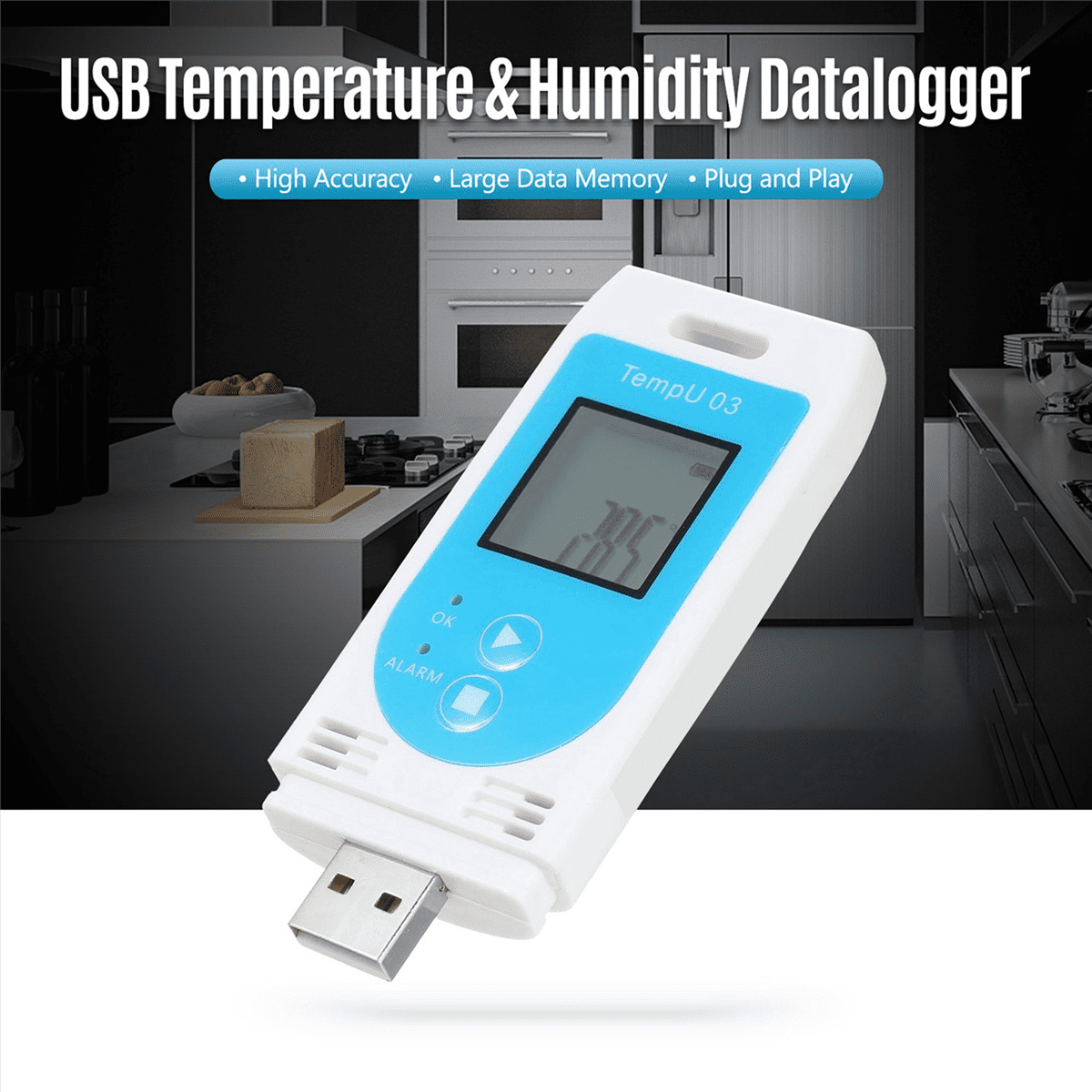 4X TempU 03 USB Temperature Humidity Data Logger Reusable RH TEMP Datalogger Recorder Humiture Recording Meter,4 x USB Temperature Humidity Recording Tester,white