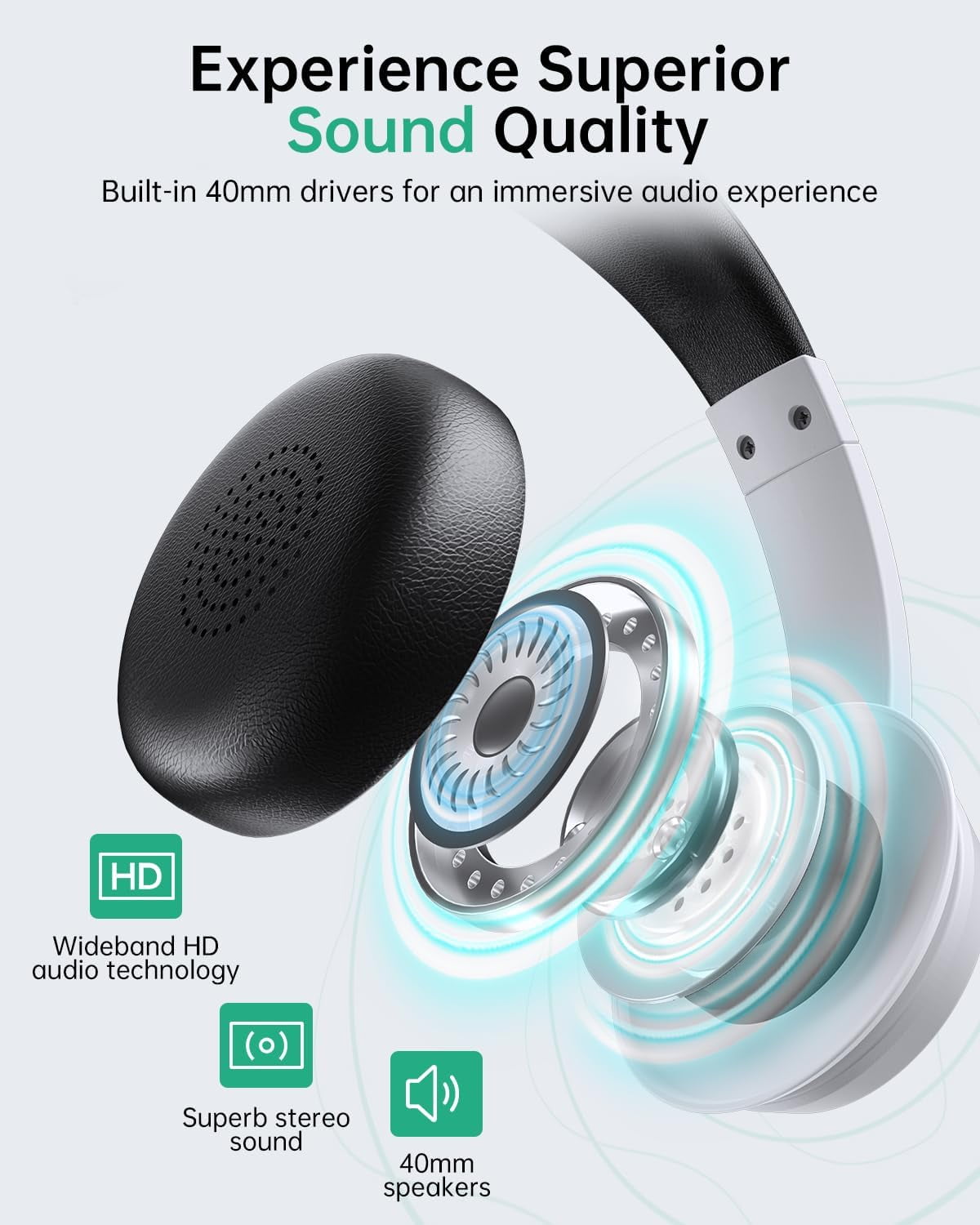 Froura 2.4GHz Wireless Headset with Microphone for Work with AI Noise Cancelling & Mic Mute, Bluetooth V5.3 Headphones with Microphone for Computer, Mac, Laptop, Phone, Zoom, Call Center - White