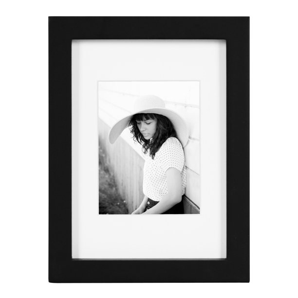 DesignOvation Gallery Wood Photo Frame, 5 inch x 7 inch matted to 3.5