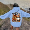 thumbnail image 2 of Sweatshirts for Women Trendy Halloween Hoodie with Pumpkin Ghost Funny Print Oversized Long Sleeve Top Fall Tops,Light Blue,XL, 2 of 7