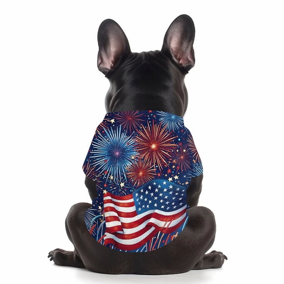 Dog Sweatshirts for Small Dogs American Fireworks Themed Xxl Soft Stretchable Pet Shirt, 1 Pc Holiday Party Attire
