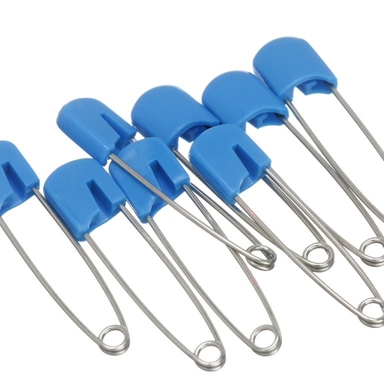 OsoCozy Stainless Steel Locking Diaper Pins, Blue, 8 Count