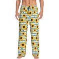 thumbnail image 1 of Balery Blue White Striped Sunflower A Pantalones de pijama para hombre, pijama ultraligero, pantalón de descanso-Medium, 1 of 6