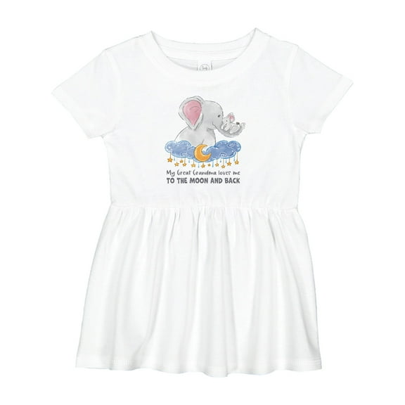Inktastic My Great Grandma Loves Me to the Moon and Back Elephant Girls Baby Dress