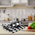 thumbnail image 5 of Linen Hub Set of 12 Cotton Kitchen Dish Towels 16x26, Absorbent Durable Washable Tea Towels, Restaurant Cleaning Towels, Buffalo Plaid Check Kitchen Towels with Hanging Loop, Black White, 5 of 6