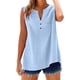 thumbnail image 5 of Blusas para mujer,Camiseta de tirantes de lino con cuello en V para mujer, detalle de botones y bolsillo en el pecho, blusa informal sin mangas para estar en casa, sopatenor, 5 of 9