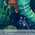 thumbnail image 3 of Sea Horse Waterproof, with Hook, Printed, Bathroom Decoration Shower Curtain Set - 3-Piece Curtain Sets, 3 of 5