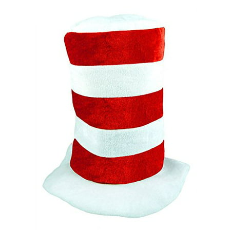 MA ONLINE Kids Red White Stripe Tall Cat Hat Adults Dr Seuss Fancy Dress Costume Accessory