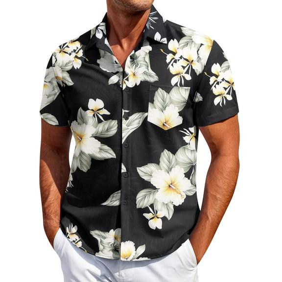 Yiaimeir Men's Vintage Hawaiian Shirt Short Sleeve Summer Beach Shirt Men Clothing,Size M-4XL