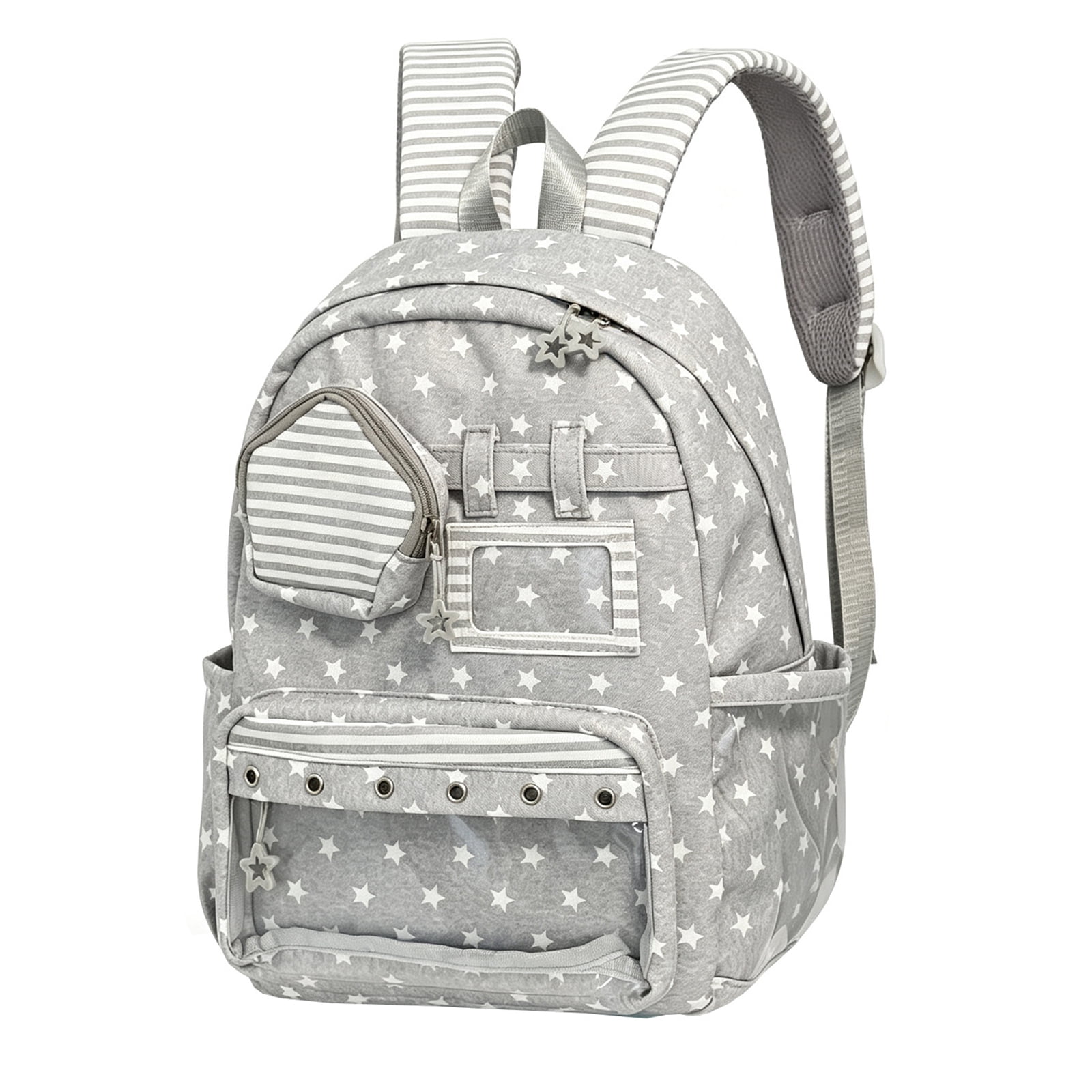Two-Strap School Backpack with Clear Front Pocket Panels Multiple Compartments and Storage for Workbooks and Textbooks