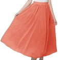 thumbnail image 3 of SWSMCLT Women's Pleated Skirt High Waisted Fall Smocked Beach Casual Holiday Long Summer Aline Layered Elastic Coral 14, 3 of 4