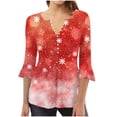 thumbnail image 1 of Camisetas con Cuello en V Mujeres Moda Impresa 3/4 Mangas Blusa, Top Cómodo Casual para el Hogar Y Diario, 1 of 5