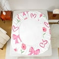 thumbnail image 5 of Feelyou Kawaii Cartoon Bow Twin Sheet Sets for Girl, Cute Princess Ribbon Twin Fitted Sheet, Pink Love Heart Flat Sheet, Microfiber Bedroom Decor, 3-Piece, 5 of 7