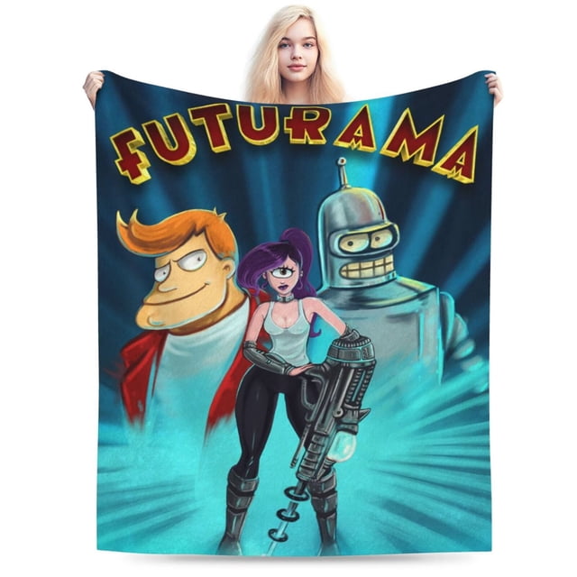 Manta de dibujos animados de Futurama, manta de forro polar ultra suave y acogedora de lujo para sofá cama, mantas de franela cálidas para todas las estaciones, ropa de cama para niños y niñas