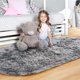 thumbnail image 2 of Alfombra Noahas ovalada con forma de arcoíris gris esponjoso, 80 x 160 cm, para dormitorio infantil, 2 of 9