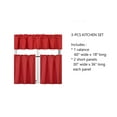 thumbnail image 2 of Juego de 3 cortinas opacas para cocina, color rojo, con forro, 2 niveles y 1 cenefa, K-3, 2 of 5