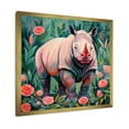 thumbnail image 2 of Designart "Rhino Paradise in Pink and Green I" Animals Framed Wall Art Decor - Modern Pink Rhinoceros Living Room Framed Canvas Art, 2 of 6