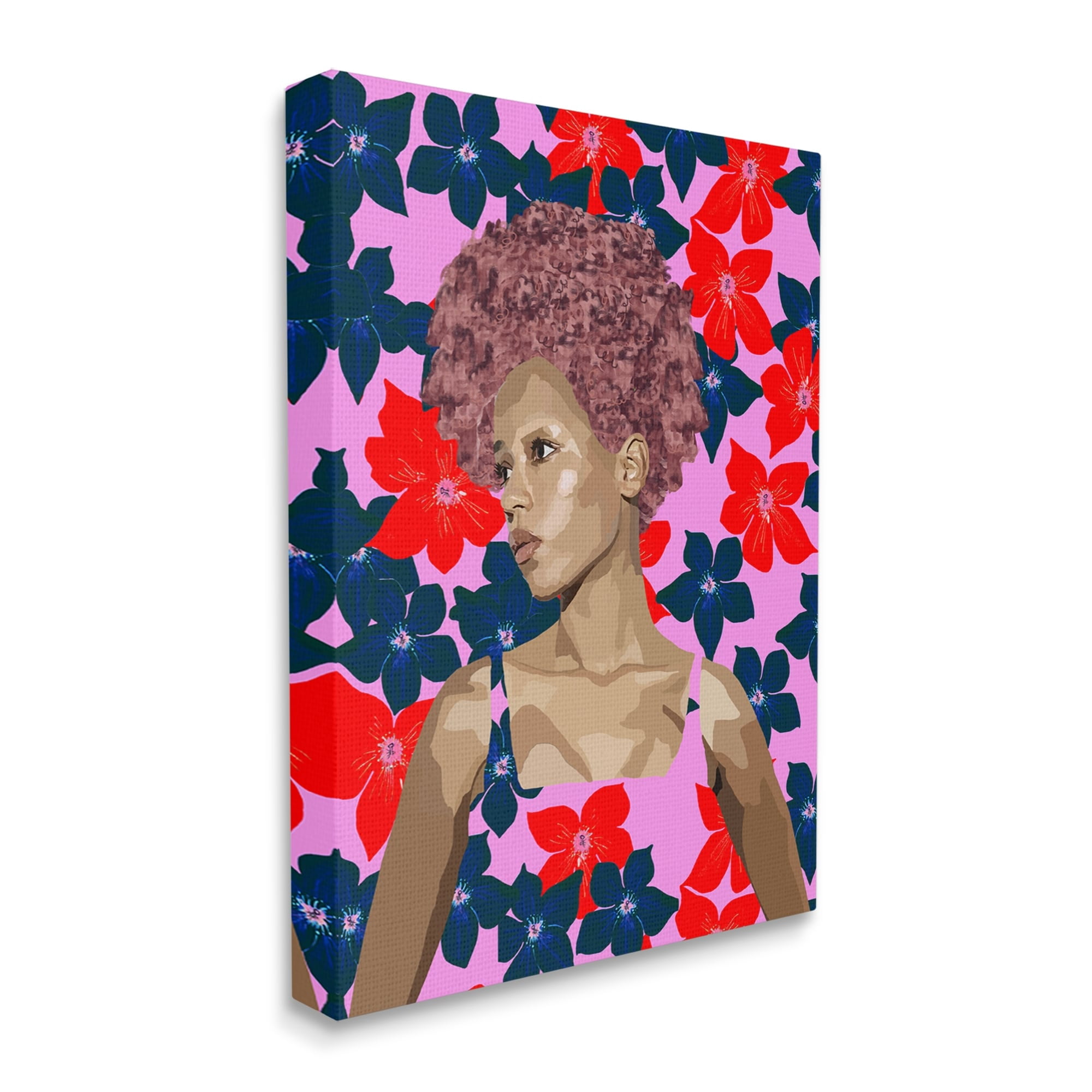 Stupell Industries Modern Vivid Flower Pattern Woman Botanical & Floral Painting Gallery Wrapped Canvas Print Wall Art