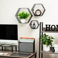 thumbnail image 2 of Mind Reader Hexagon Floating Shelves, Wall Decor, Honeycomb Accent Shelf, Office, Metal Mesh, 14"L x 4"W x 12"H, Set of 3, Black, 2 of 5