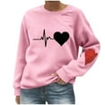 thumbnail image 2 of Karight Sweatshirt for Women Casual Long Sleeve Crewneck Pullover Cute Love Heart Printed Tops Loose Fit Dressy Fall Clothes, 2 of 5