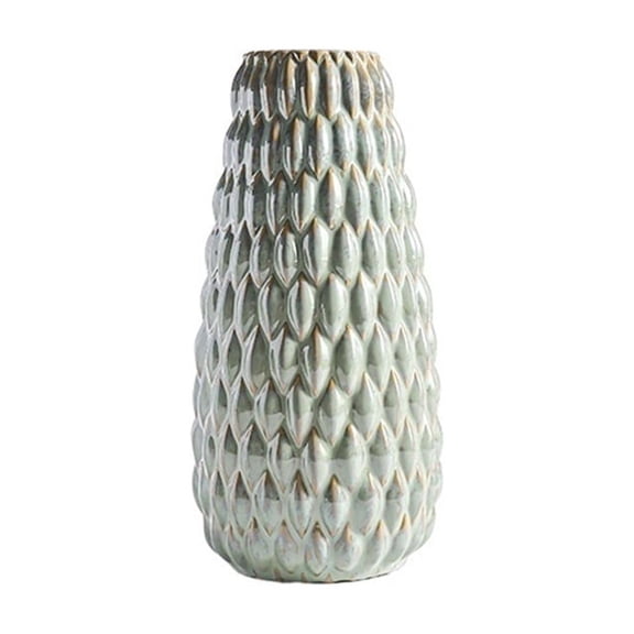 Teardrop Pattern Cyan Ceramic Vase Living Room Decorative Flower Arrangement