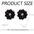 thumbnail image 4 of 1Pair Black Flower Shape Earrings Fashion Women Rhinestone Decoration Ear Stud Jewelry Gift, 4 of 5