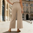 thumbnail image 5 of Lounge Pants Women 2026 Spring Summer Elastic High Waist Wide Straight Leg Casual Loose Cotton Linen Pants with Pockets, 5 of 6