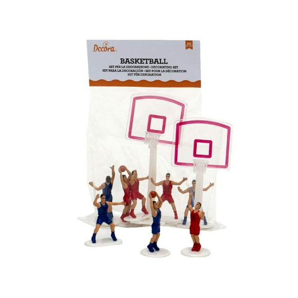 Decora 0816015 Ensemble de Décoration de Basket-Ball 10 Pièces - 8 Joueurs + 2 Paniers