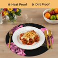 thumbnail image 4 of Pink Rose Round 13 Inch Placemats Set of 4, Vintage Abstract Garden Flower Floral Black HeatResistant Non Slip Place Mats for Dining Table, Wipeable Braided Kitchen Table Mats for Housewarming, 4 of 9