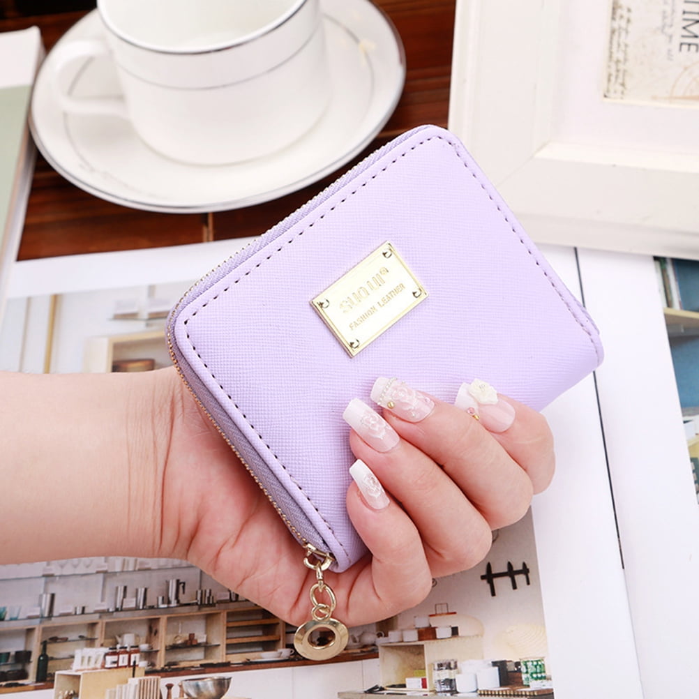 Capreze Ladies Mini Pouch PU Leather Coin Purse Change Waterproof Wallet  Small Women Case Zipper Cute Keychain Pink 