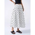 thumbnail image 3 of White Polka Dot A-Line Midi Skirt For Women, Flowing Cotton Skirt With Elastic Waistband, 3 of 8