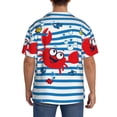 thumbnail image 3 of Fotbe Red Funny Crab on Blue Stripe Camisa Estampada de Manga Corta para Hombre, Casual de Verano, Estilo Playero, Sin Arrugas-X-Large, 3 of 5